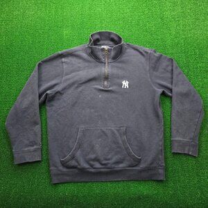 New York Yankees Sweater Mens Large‎ Blue 1/4 Zip Pullover MLB Baseball Sports